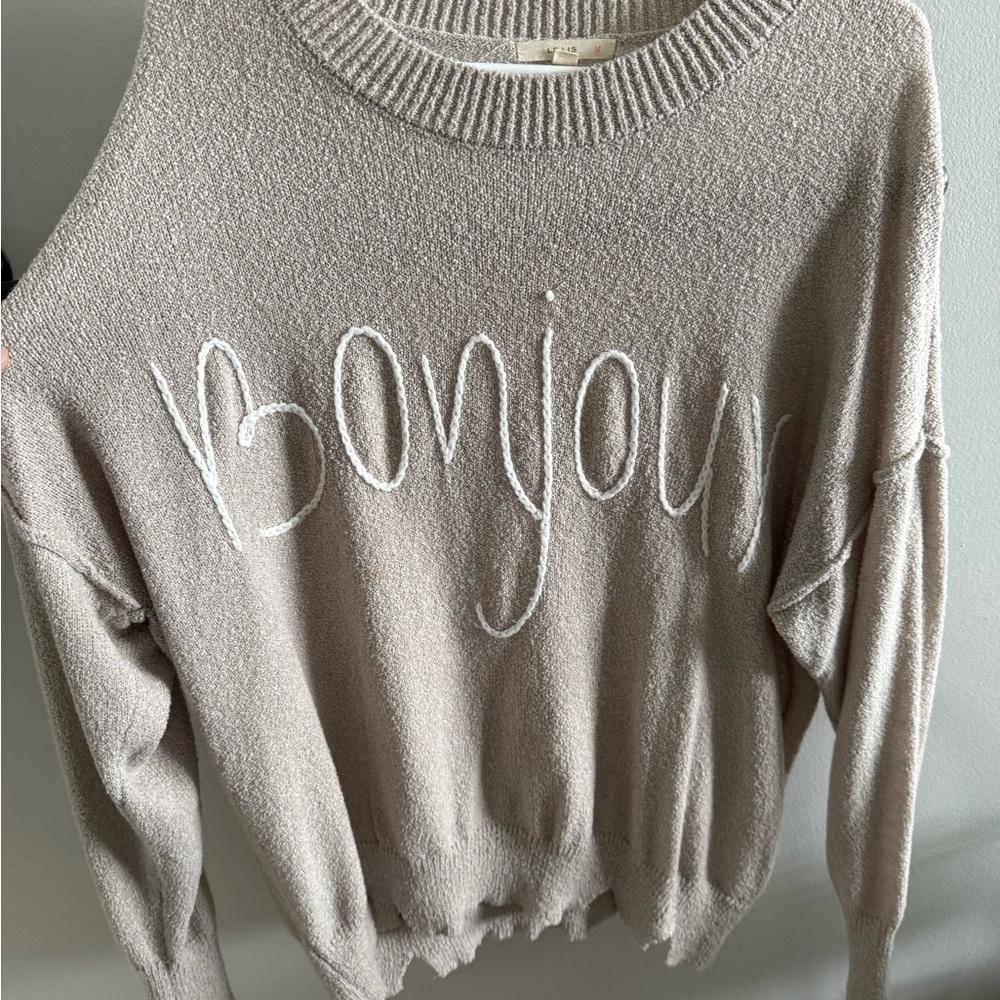 Le Lis Beige 'Bonjour' Sweater